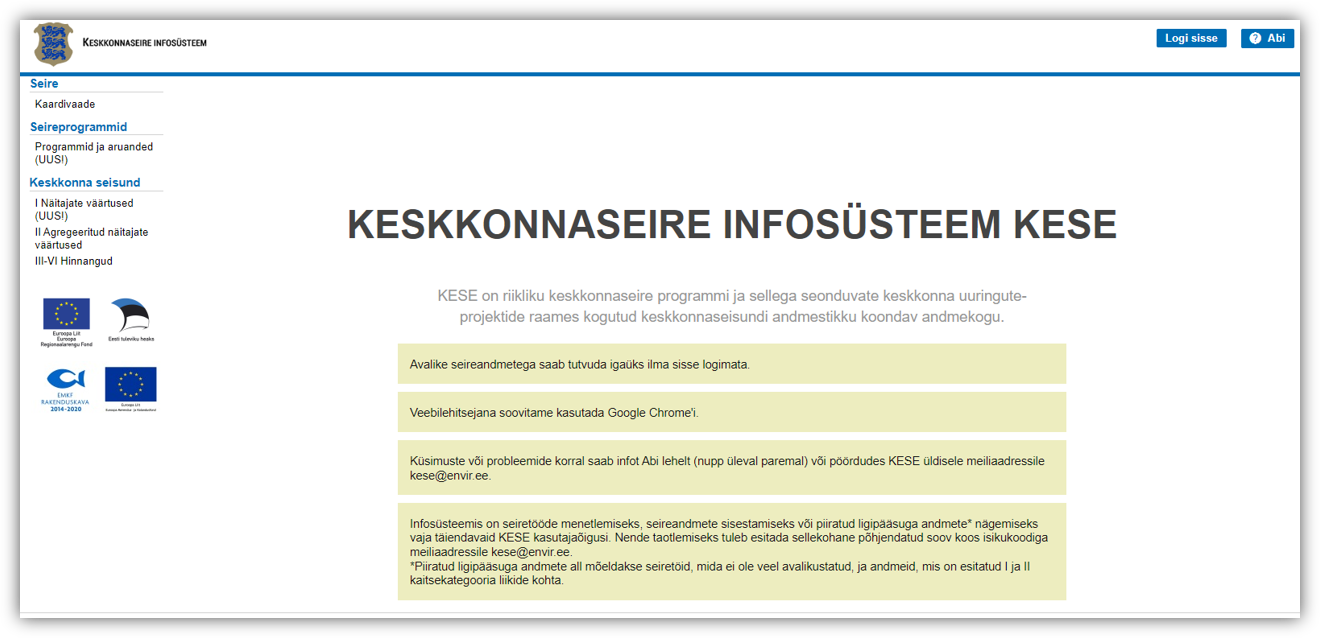 keskkonnaseire infosÃ¼steemi kuvatÃµmmis