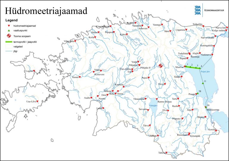 Pinnavee hüdromeetriavõrk seisuga 1.01.2017