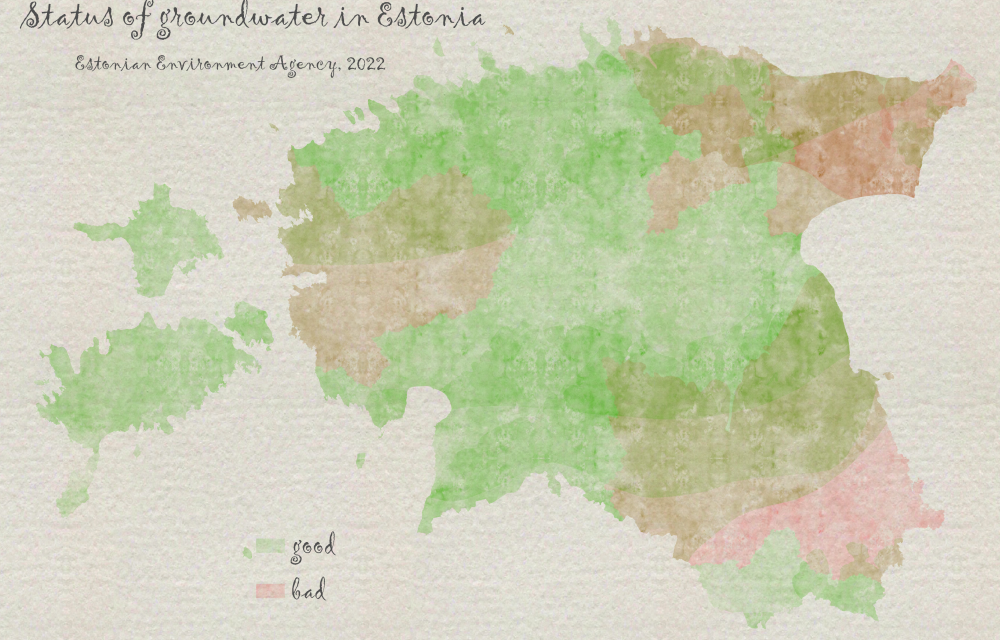 estonian map with groundwater status